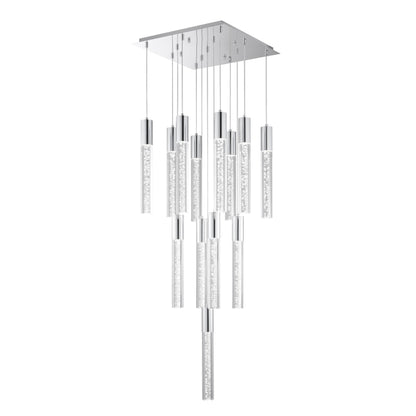 Sparkling Night Cylinder 13-Light Chandelier - Adjustable Acrylic Pendants with Bubble Design