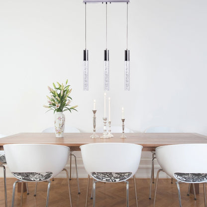 Sparkling Night Cylinder 3-Light Chandelier - Modern Design with Adjustable Hanging Length