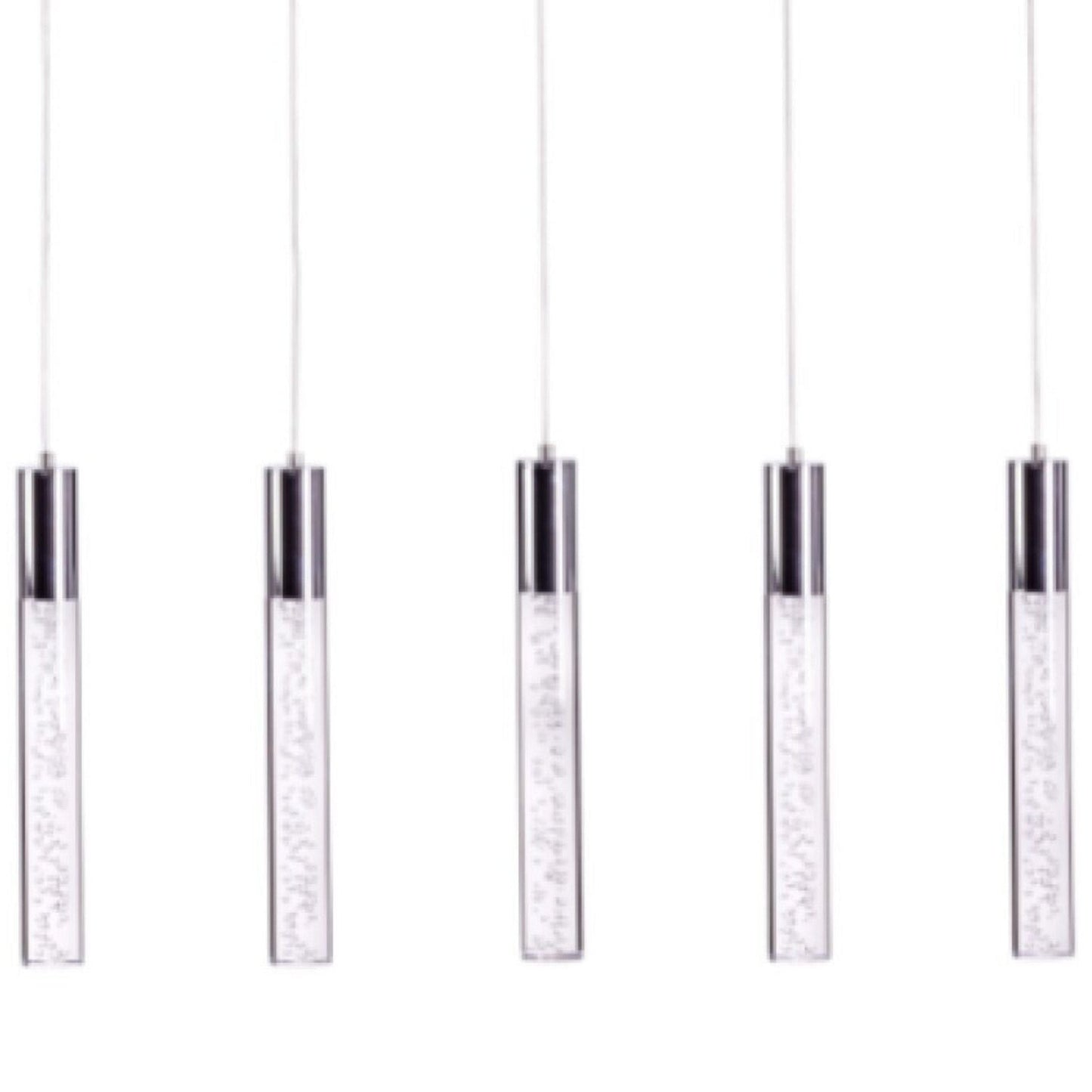 Sparkling Night Cylinder 5-Light Chandelier - Sleek Design with Crystal Pendants and Adjustable Hanging Length