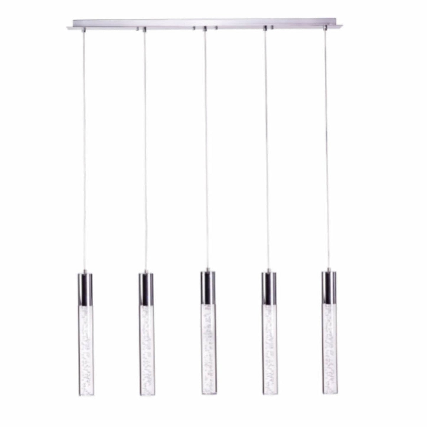 Sparkling Night Cylinder 5-Light Chandelier - Sleek Design with Crystal Pendants and Adjustable Hanging Length