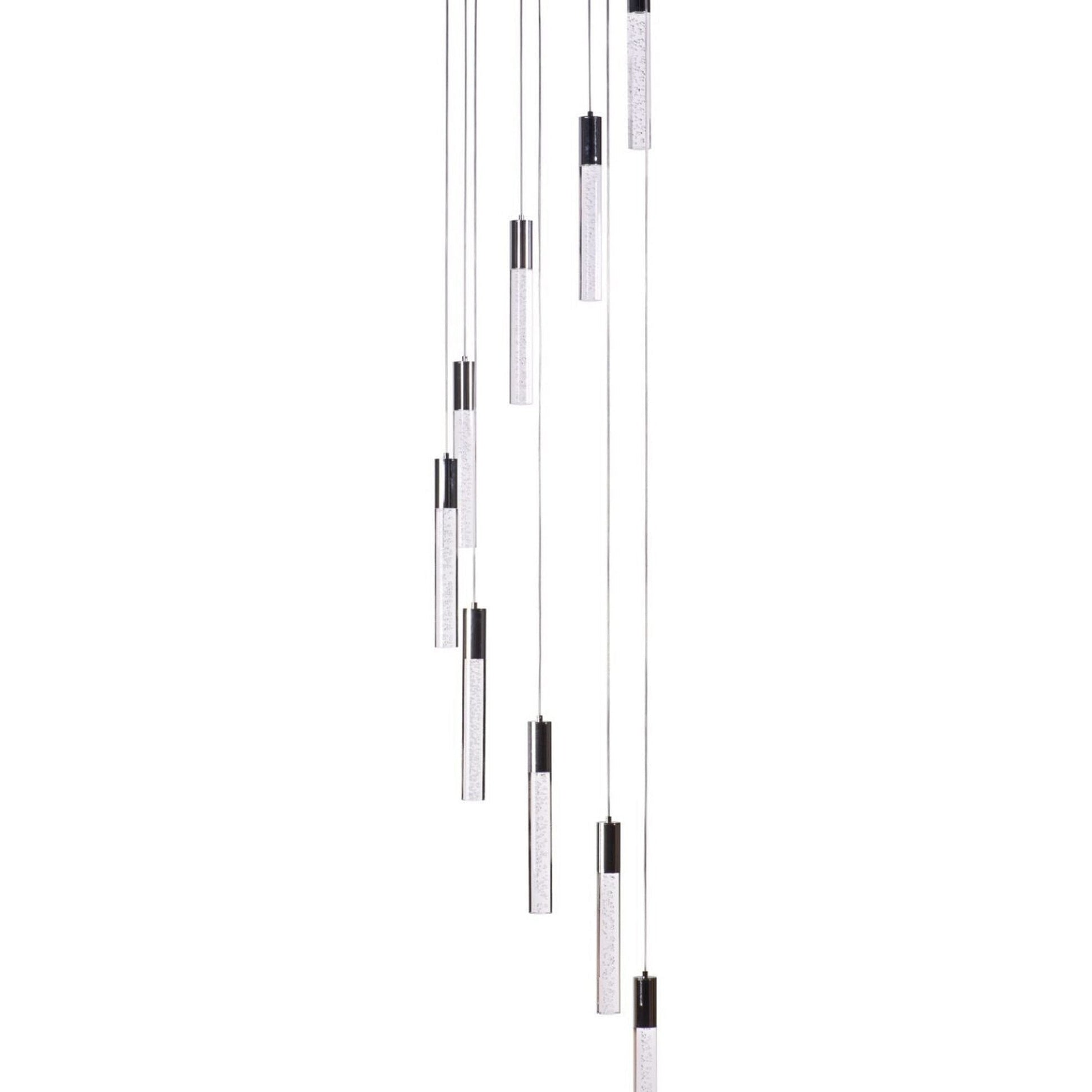 Sparkling Night Cylinder 9-Light Chandelier - Cascading Design with Crystal Pendants and Chrome Finish