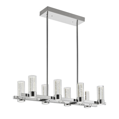 Sparkling Night LED Rectangular Chandelier - 16 Lights, Adjustable Height, Chrome Finish