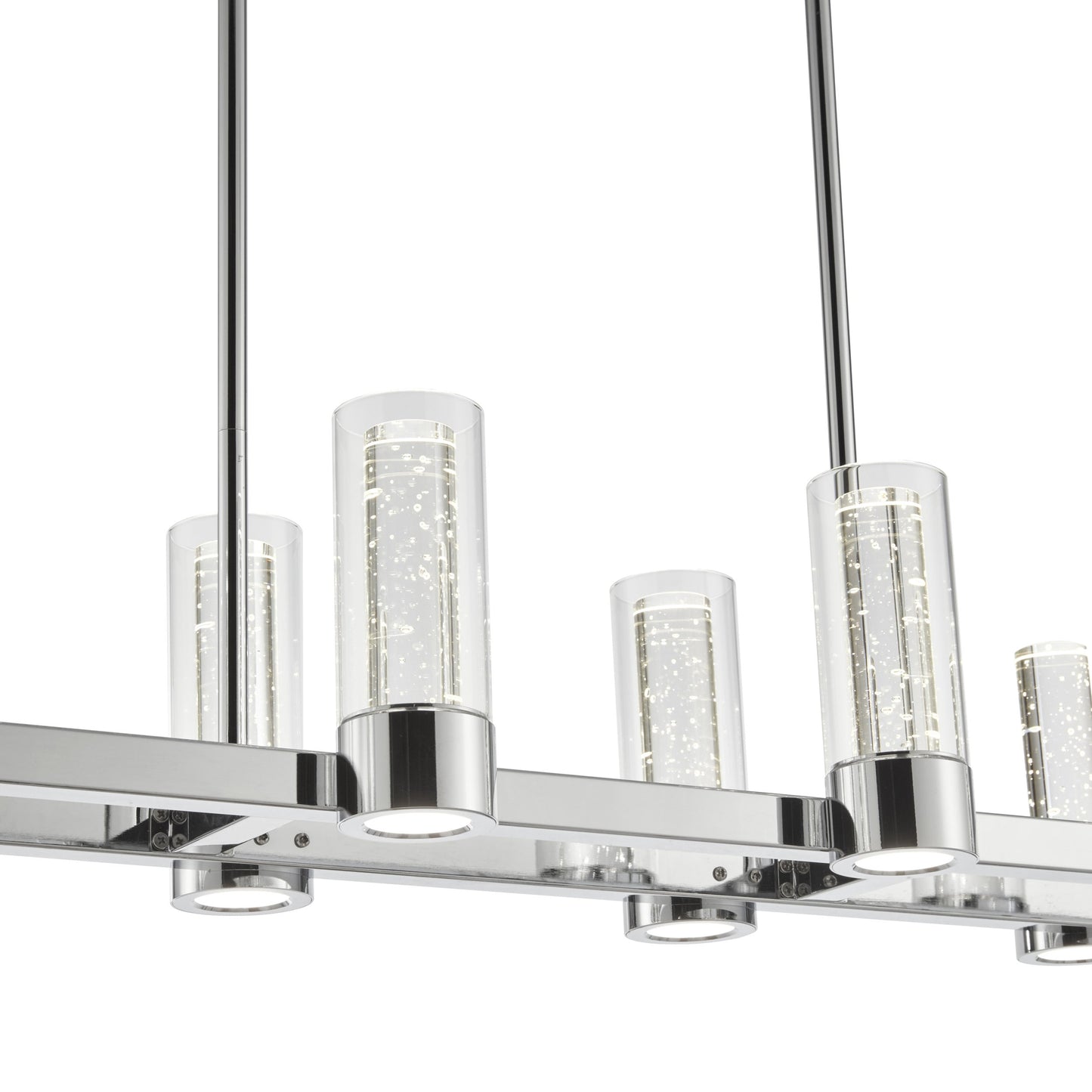 Sparkling Night LED Rectangular Chandelier - 16 Lights, Adjustable Height, Chrome Finish