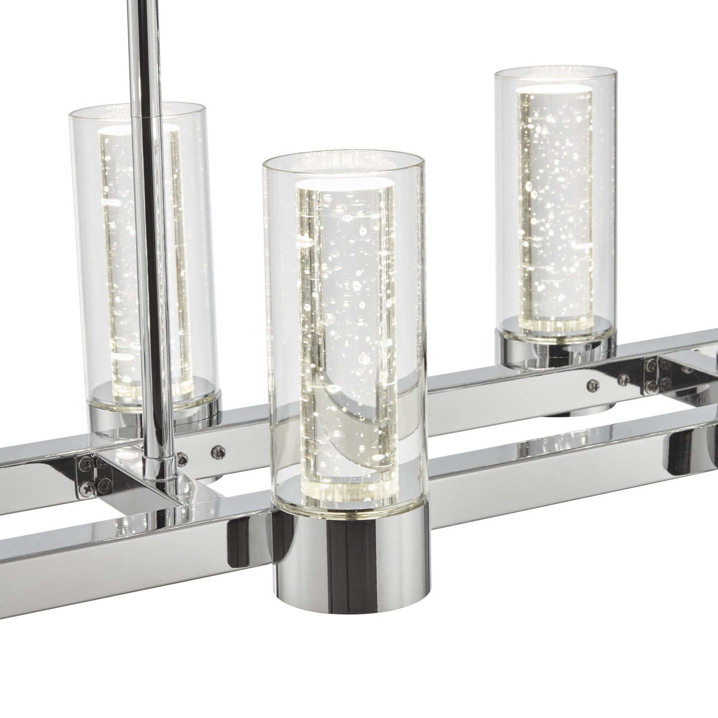 Sparkling Night LED Rectangular Chandelier - 16 Lights, Adjustable Height, Chrome Finish