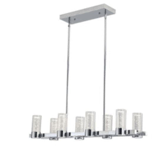 Sparkling Night LED Rectangular Chandelier - 16 Lights, Adjustable Height, Chrome Finish