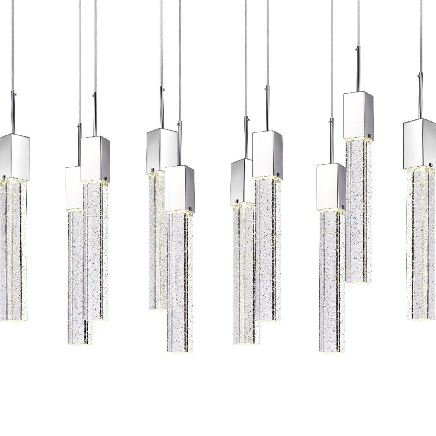 Sparkling Night XL 10-Light Chandelier - Extra Large Crystal Pendants with Chrome Finish