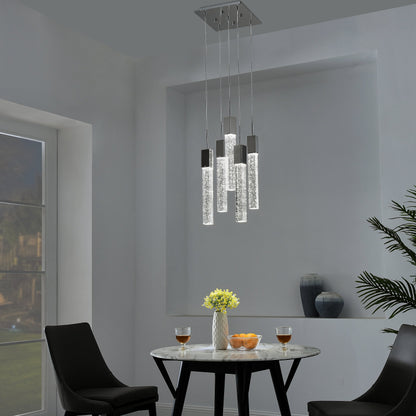 Sparkling Night XL 5-Light Chandelier - Extra Large Crystal Pendants with Chrome Finish