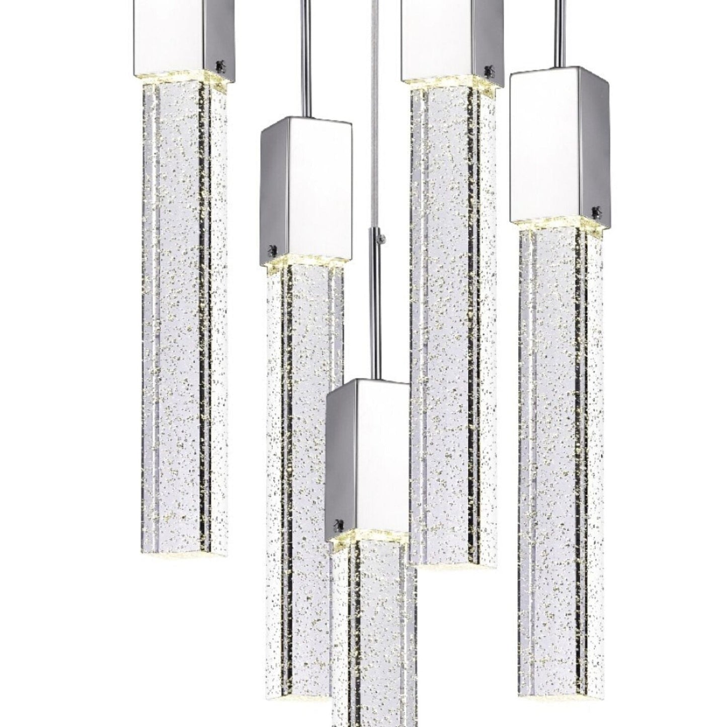 Sparkling Night XL 5-Light Chandelier - Extra Large Crystal Pendants with Chrome Finish