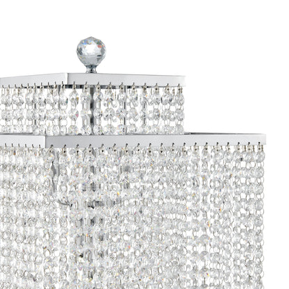 Square Crystal Double Crown Table Lamp - 4 Light | Modern Luxury LED Lamp by Finesse Decor