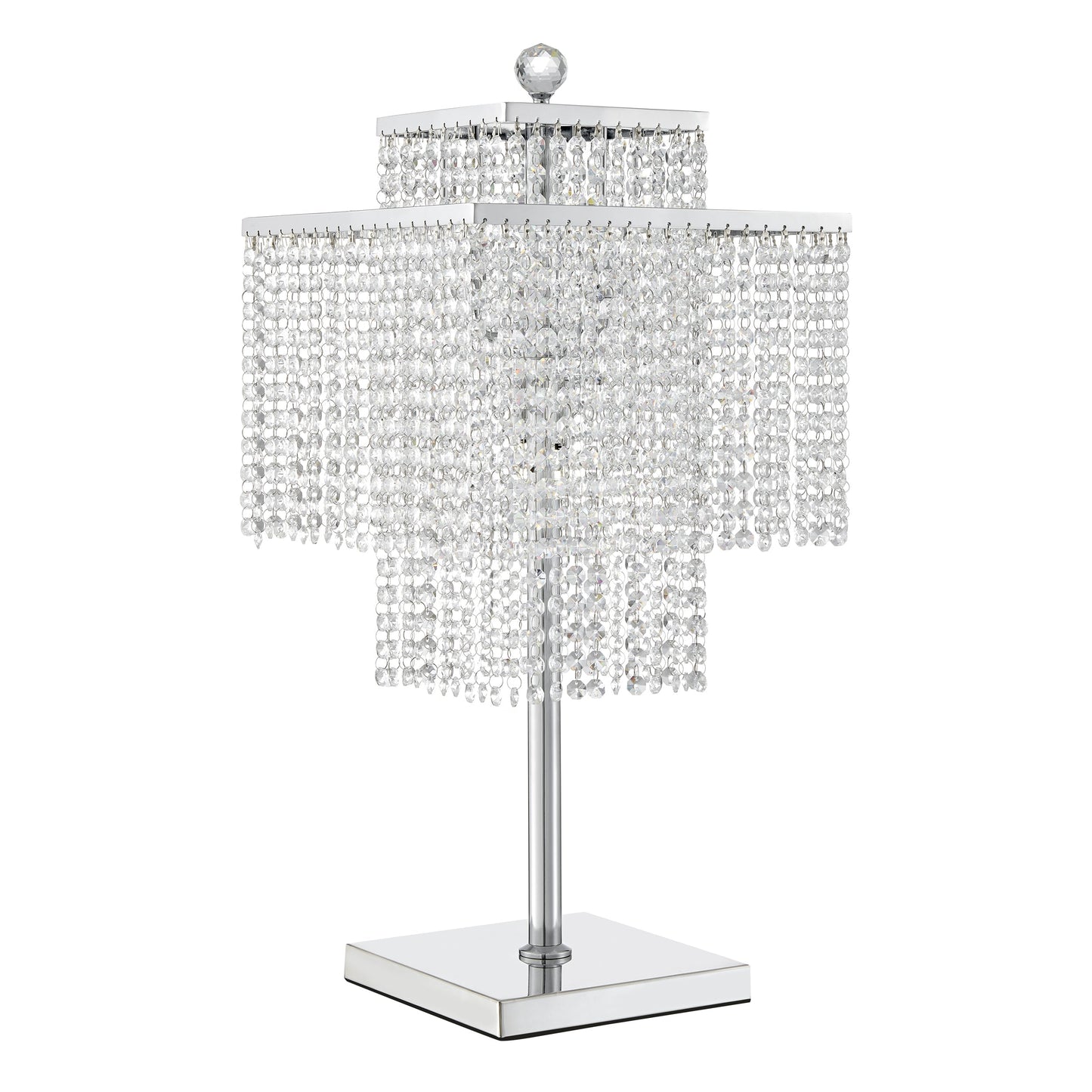 Square Crystal Double Crown Table Lamp - 4 Light | Modern Luxury LED Lamp by Finesse Decor