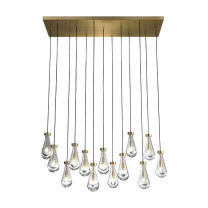 Strozzi Symphony 13-Light 54" Rectangular Chandelier - Hand-Blown Pendants, Adjustable with LED Illumination