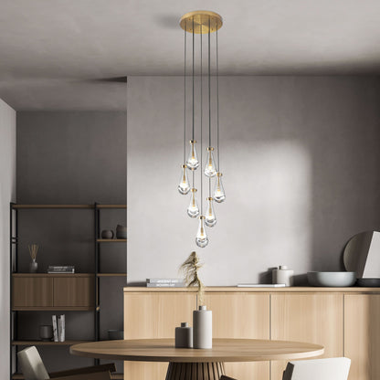 Strozzi Symphony 7-Light 18" Chandelier - Hand-Blown Pendants, Adjustable with LED Illumination