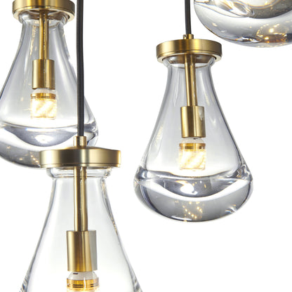 Strozzi Symphony 7-Light 18" Chandelier - Hand-Blown Pendants, Adjustable with LED Illumination