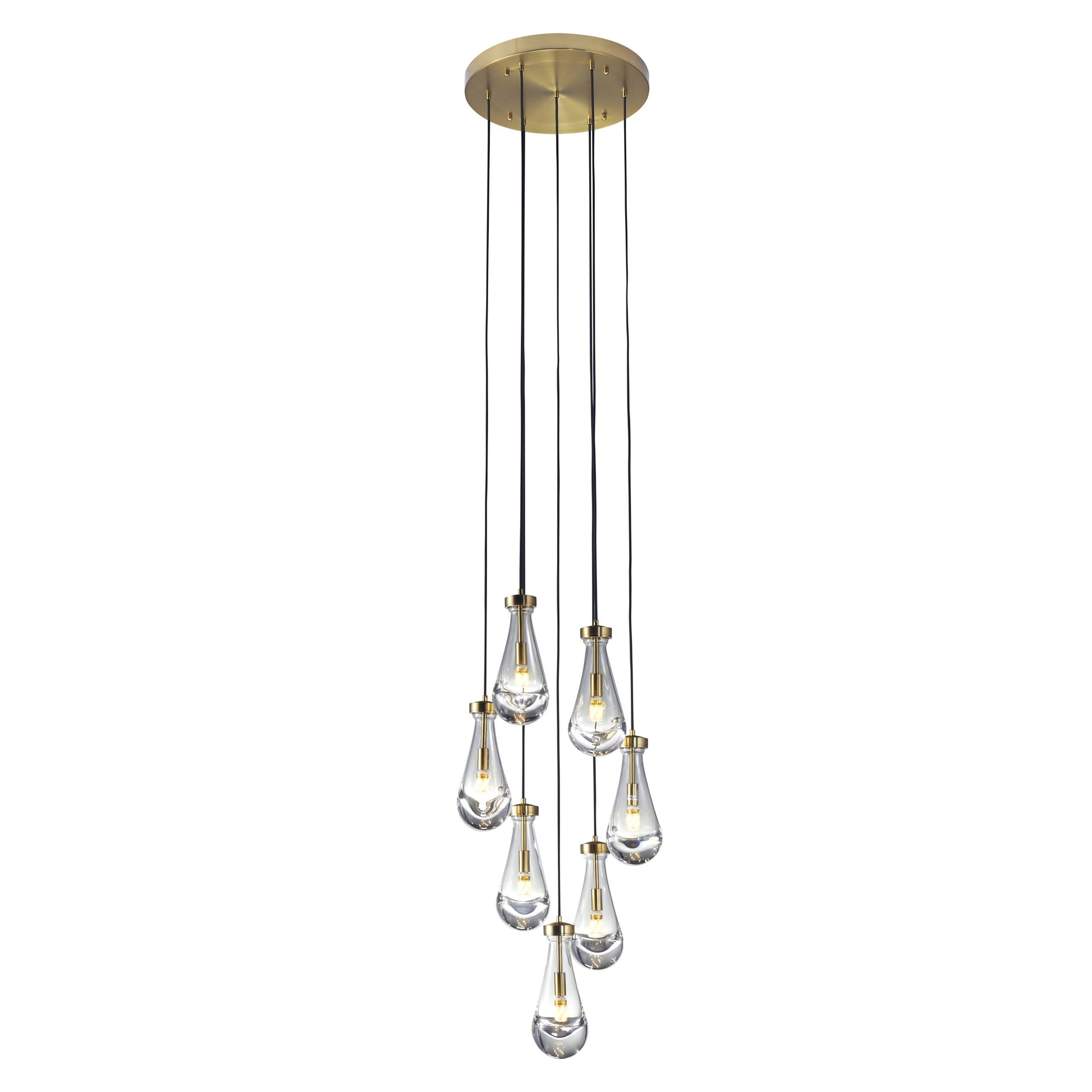 Strozzi Symphony 7-Light 18" Chandelier - Hand-Blown Pendants, Adjustable with LED Illumination