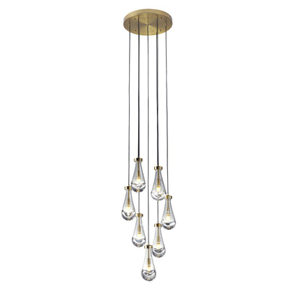 Strozzi Symphony 7-Light 18" Chandelier - Hand-Blown Pendants, Adjustable with LED Illumination