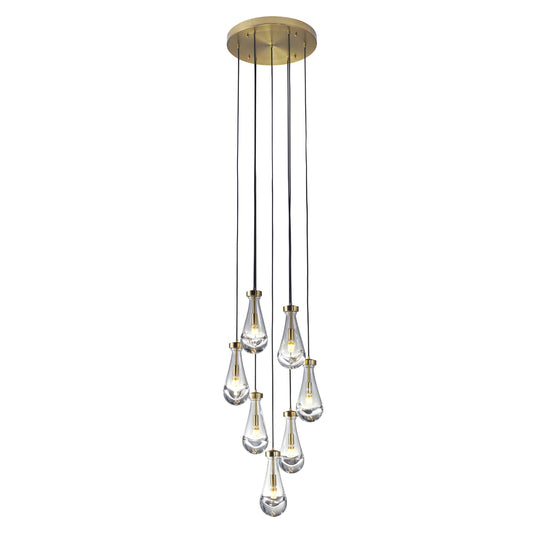 Strozzi Symphony 7-Light 18" Chandelier - Hand-Blown Pendants, Adjustable with LED Illumination