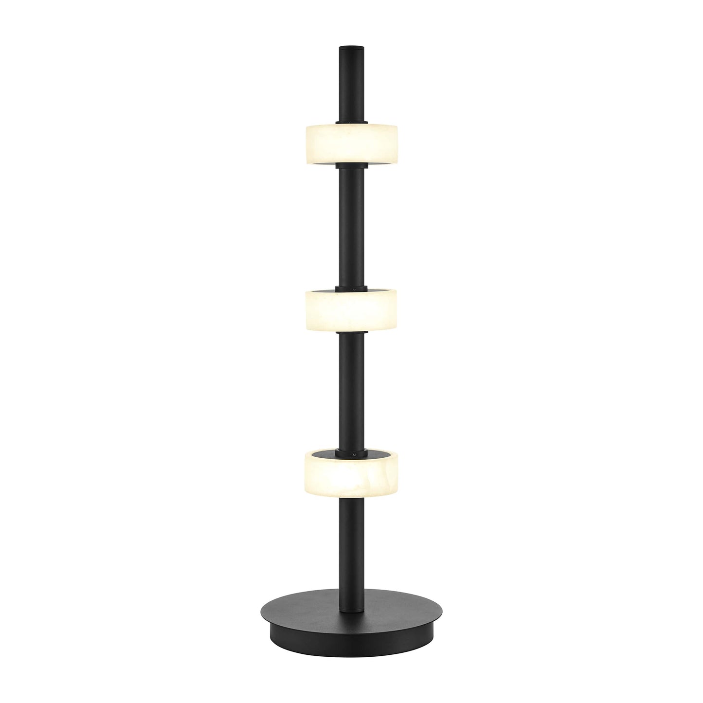 Aluminum and Spanish Alabaster Table Lamp // Black