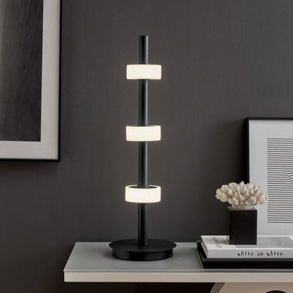 Aluminum and Spanish Alabaster Table Lamp // Black