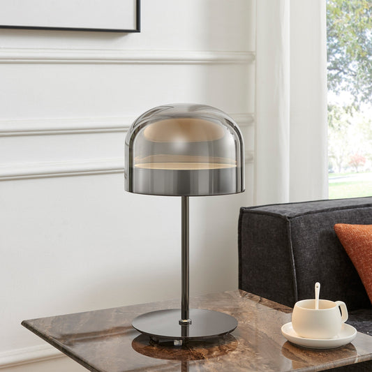 Iron and Smoky Glass Table Lamp // Black