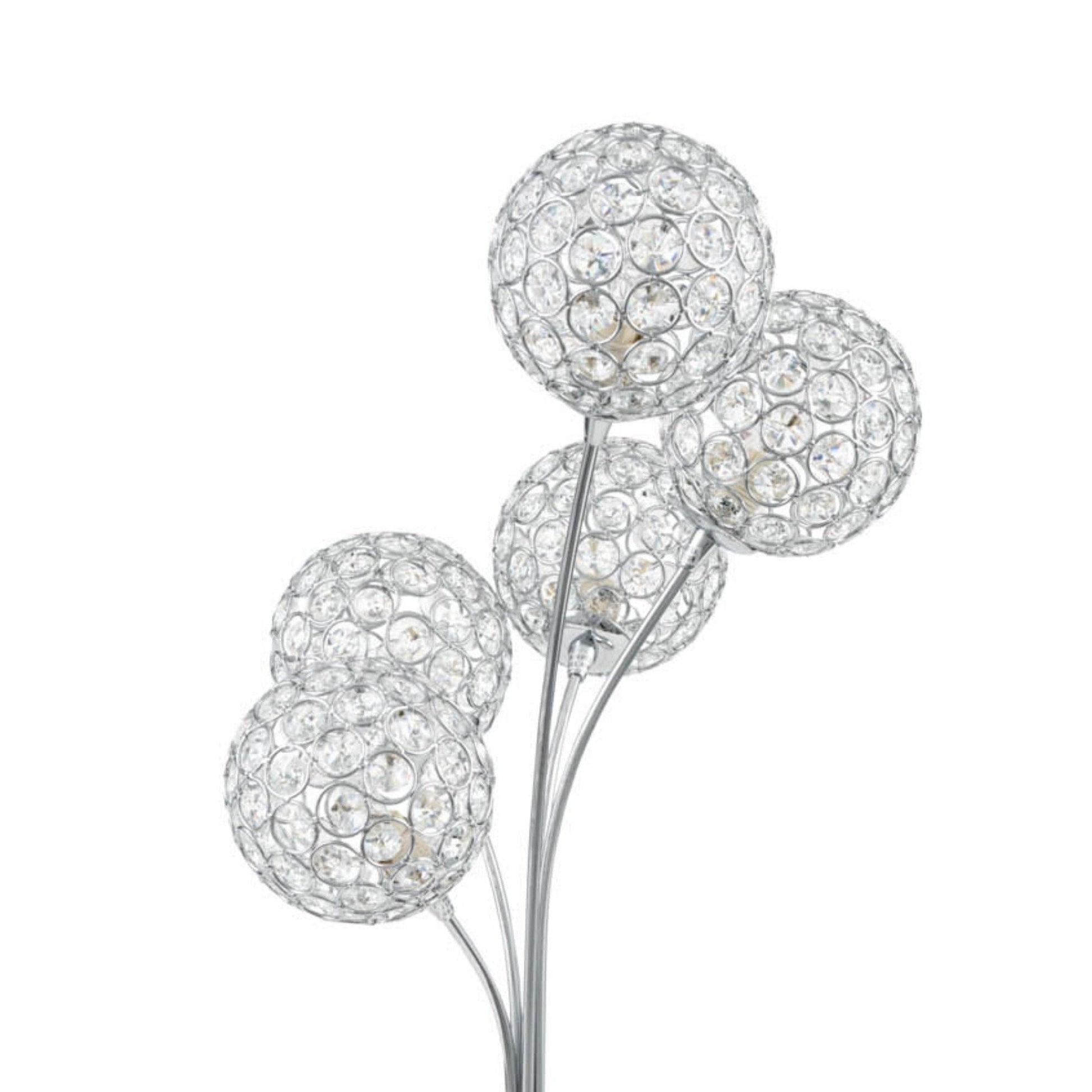 Thailand Crystal Domes Table Lamp - 5 Light | Elegant LED Lamp with Crystal and Chrome Domes