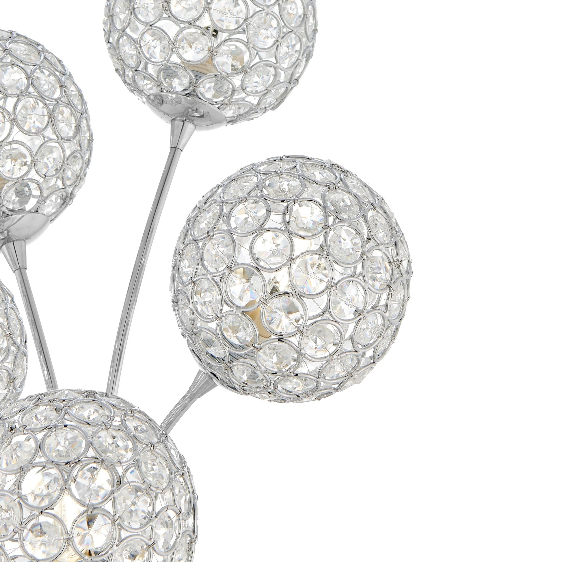 Thailand Crystal Domes Table Lamp - 5 Light | Elegant LED Lamp with Crystal and Chrome Domes