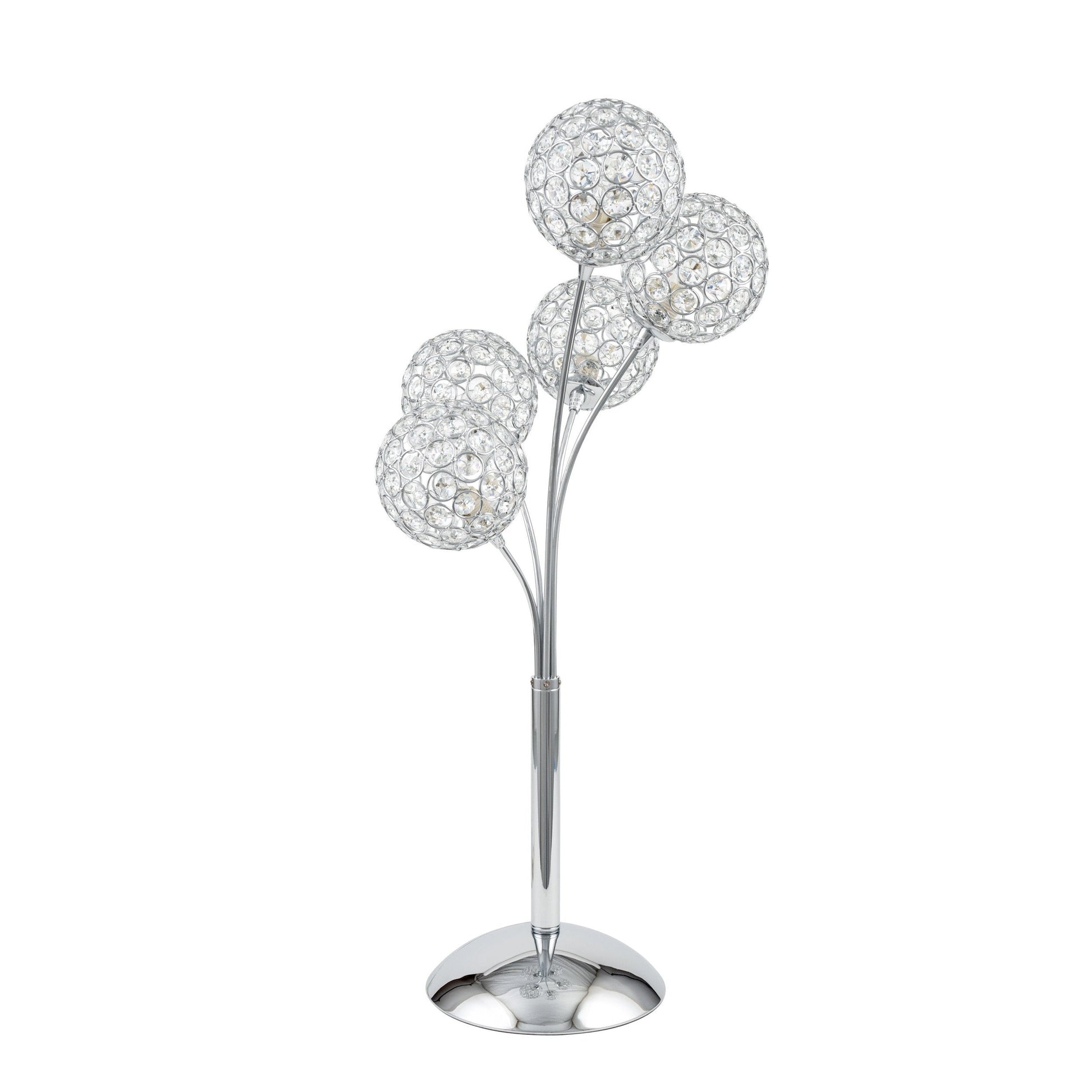 Thailand Crystal Domes Table Lamp - 5 Light | Elegant LED Lamp with Crystal and Chrome Domes