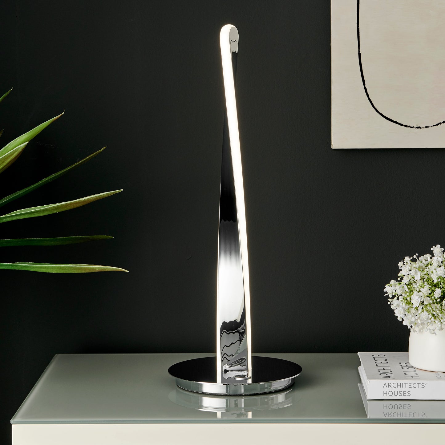 Tomlinson Table Lamp - Chrome | Sleek Spiral Design with 3-Way Touch Control and Dimmable LED Lighting