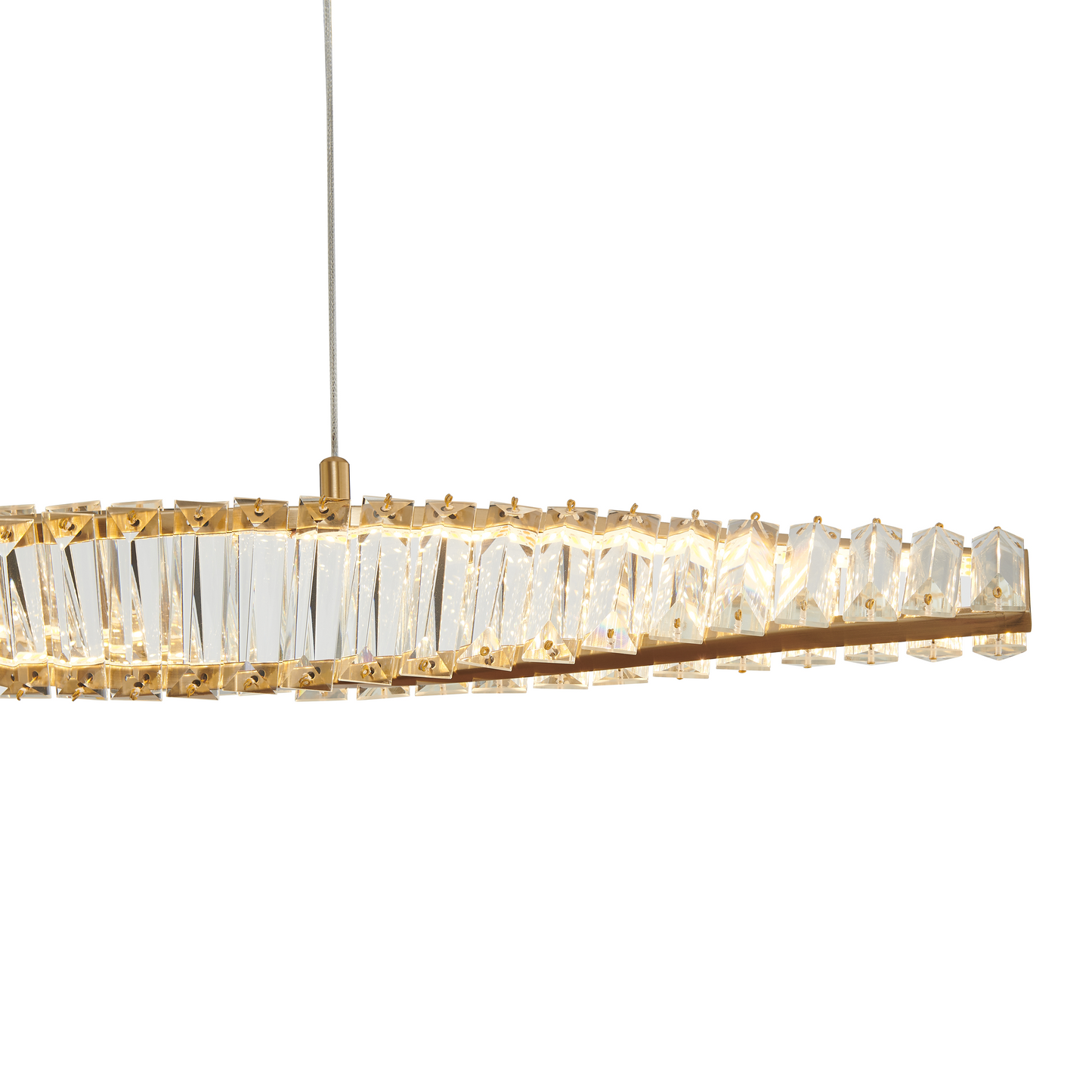 Towson Brushed Gold LED Crystal Chandelier - Adjustable CCT Lighting with Twisted Design