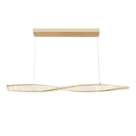 Towson Brushed Gold LED Crystal Chandelier - Adjustable CCT Lighting with Twisted Design