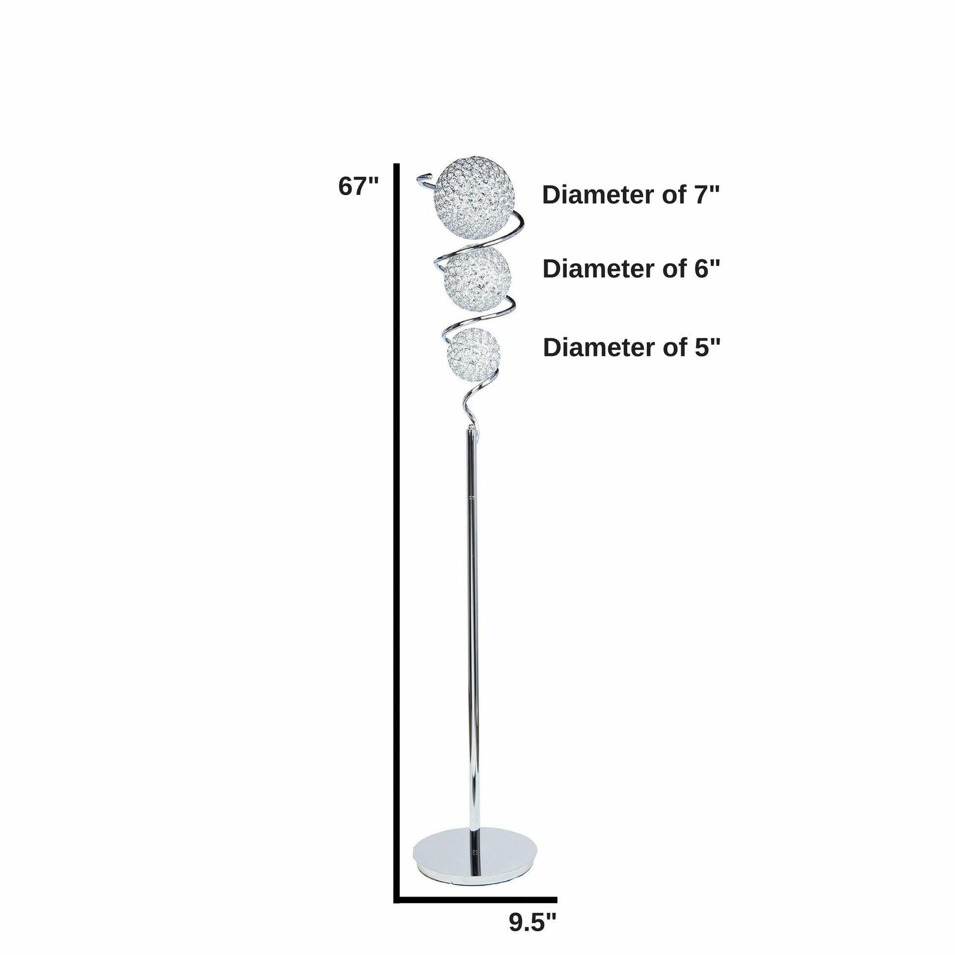 Vertical Crystal Sphere Floor Lamp - 3 Light | Elegant Statement Lighting with Crystal Domes