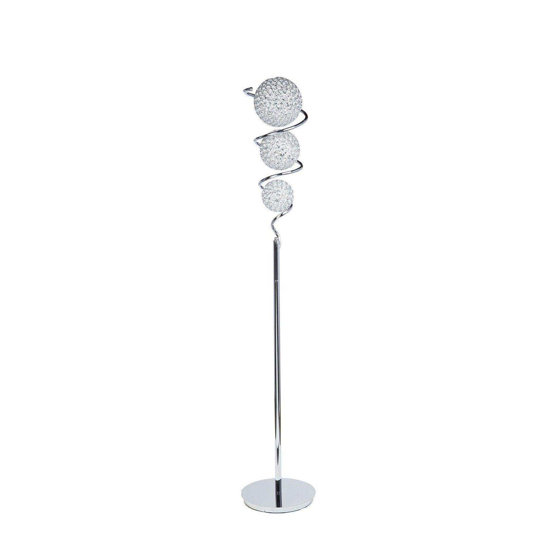 Vertical Crystal Sphere Floor Lamp - 3 Light | Elegant Statement Lighting with Crystal Domes