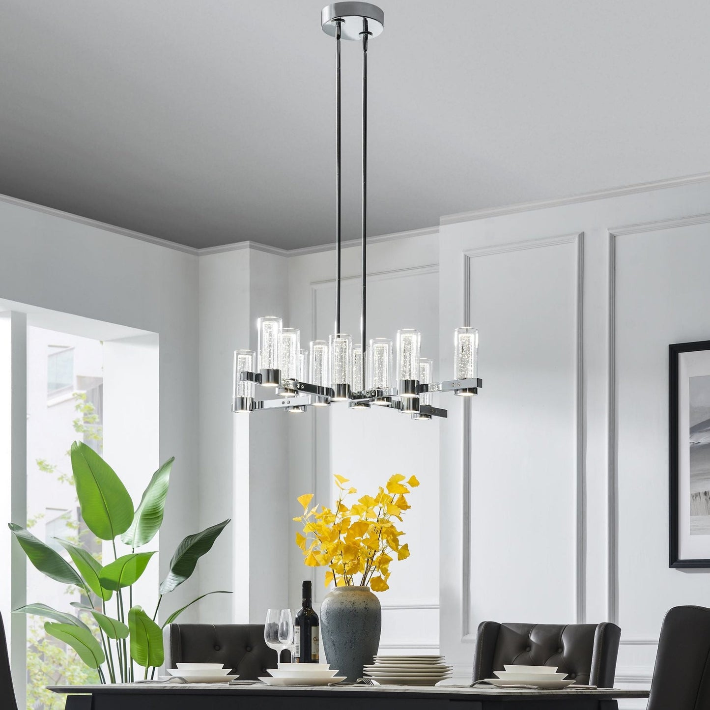 Victory 12-Light Chrome Chandelier - Contemporary Design with Crystal Pendants