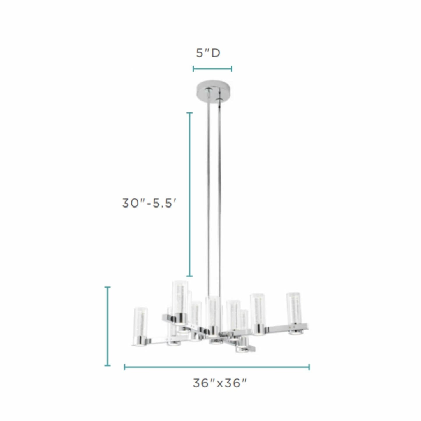 Victory 12-Light Chrome Chandelier - Contemporary Design with Crystal Pendants