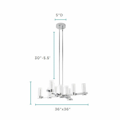 Victory 12-Light Chrome Chandelier - Contemporary Design with Crystal Pendants