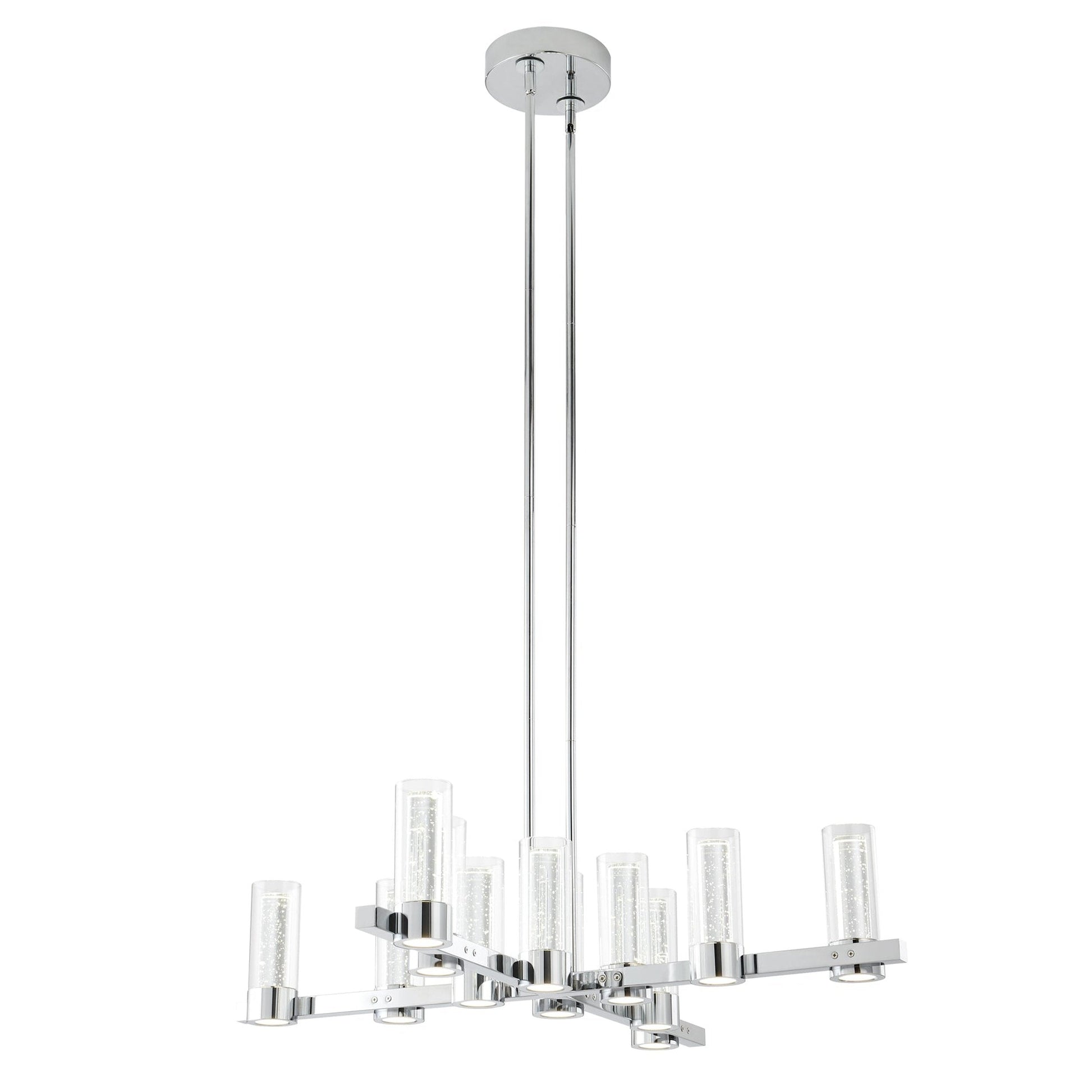 Victory 12-Light Chrome Chandelier - Contemporary Design with Crystal Pendants