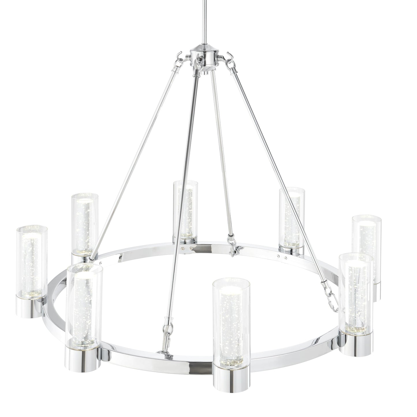 Victory 8-Light Chrome Chandelier - Contemporary Design with Crystal Pendants