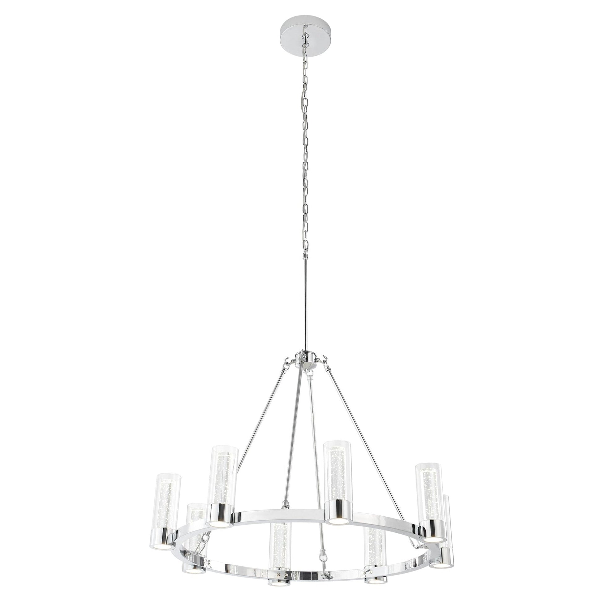 Victory 8-Light Chrome Chandelier - Contemporary Design with Crystal Pendants