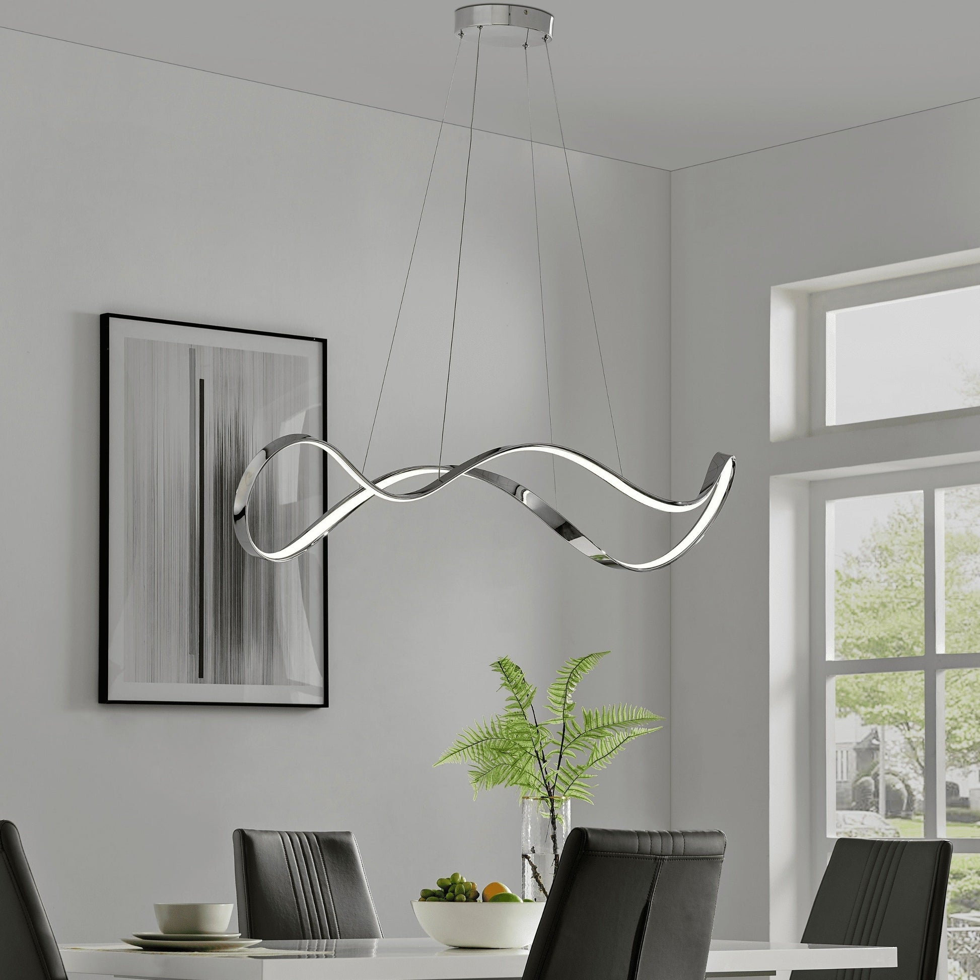 Xiamen LED Adjustable Chandelier - Chrome, Modern Minimalist Lighting Fixture