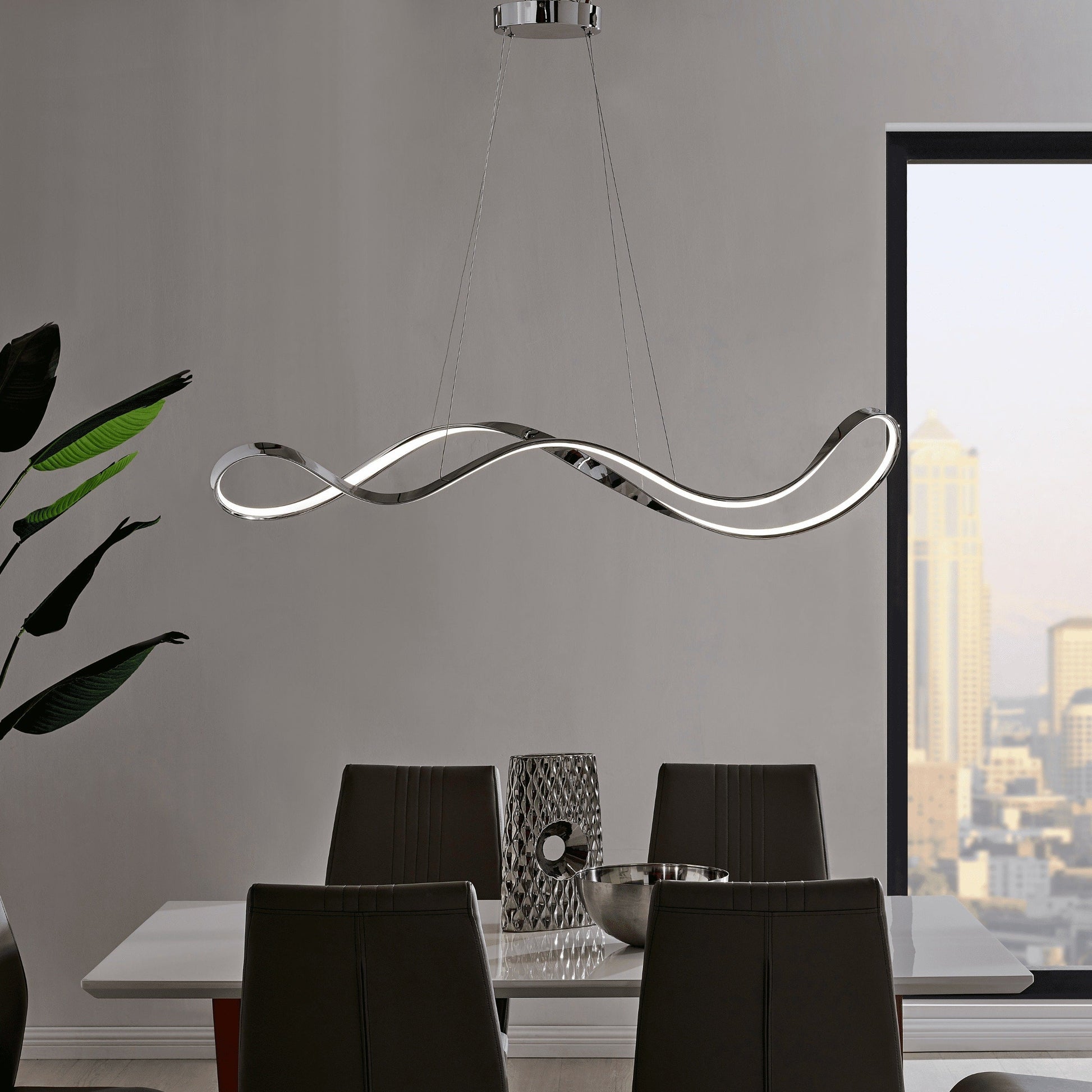 Xiamen LED Adjustable Chandelier - Chrome, Modern Minimalist Lighting Fixture