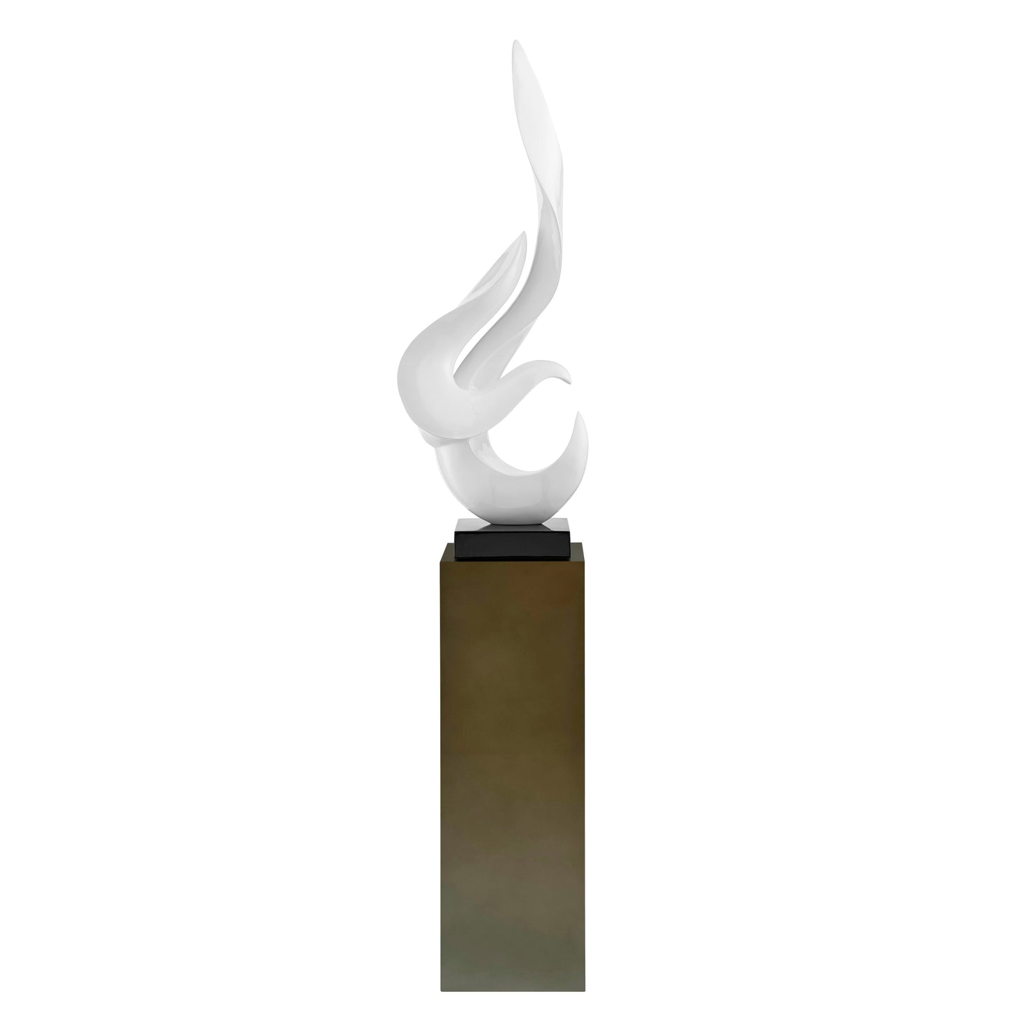 Flame 65" Tall Floor Sculpture // White With Gray Stand