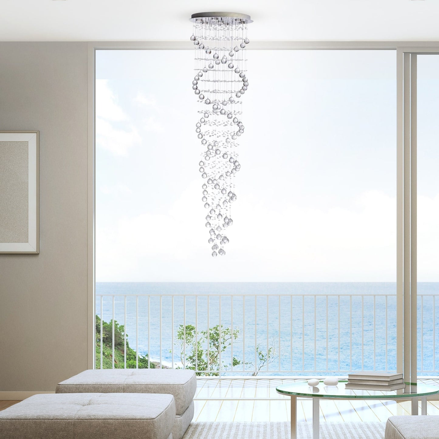 Crystal Chandelier Double Helix// 7 Light, 73" Hanging Length