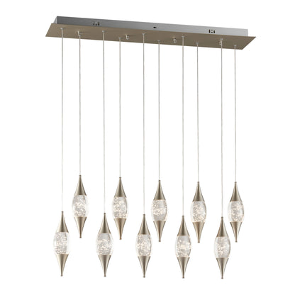Shinny Teardrops Rectangular Chandelier // Matte Nickel