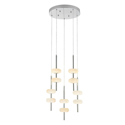 Spanish Alabaster Round Chandelier // Chrome