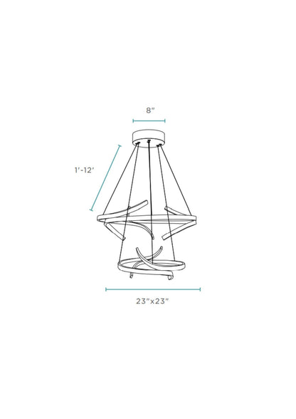 Beijing LED adjustable Round Chandelier // Chrome