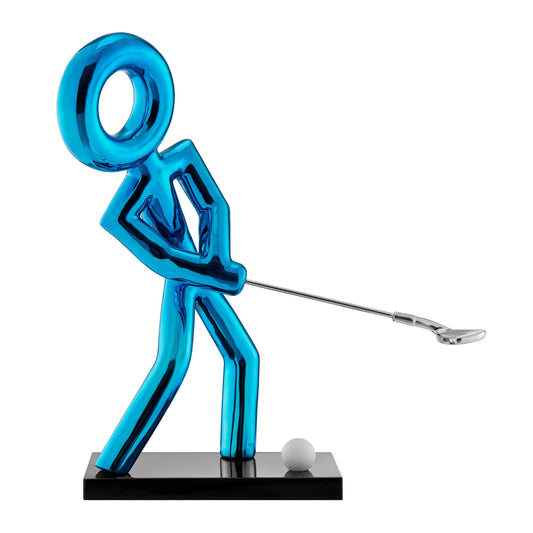 Golf Man Sculpture // Metallic Blue