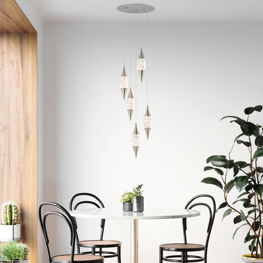 Shinny Teardrops Round Chandelier // Matte Nickel