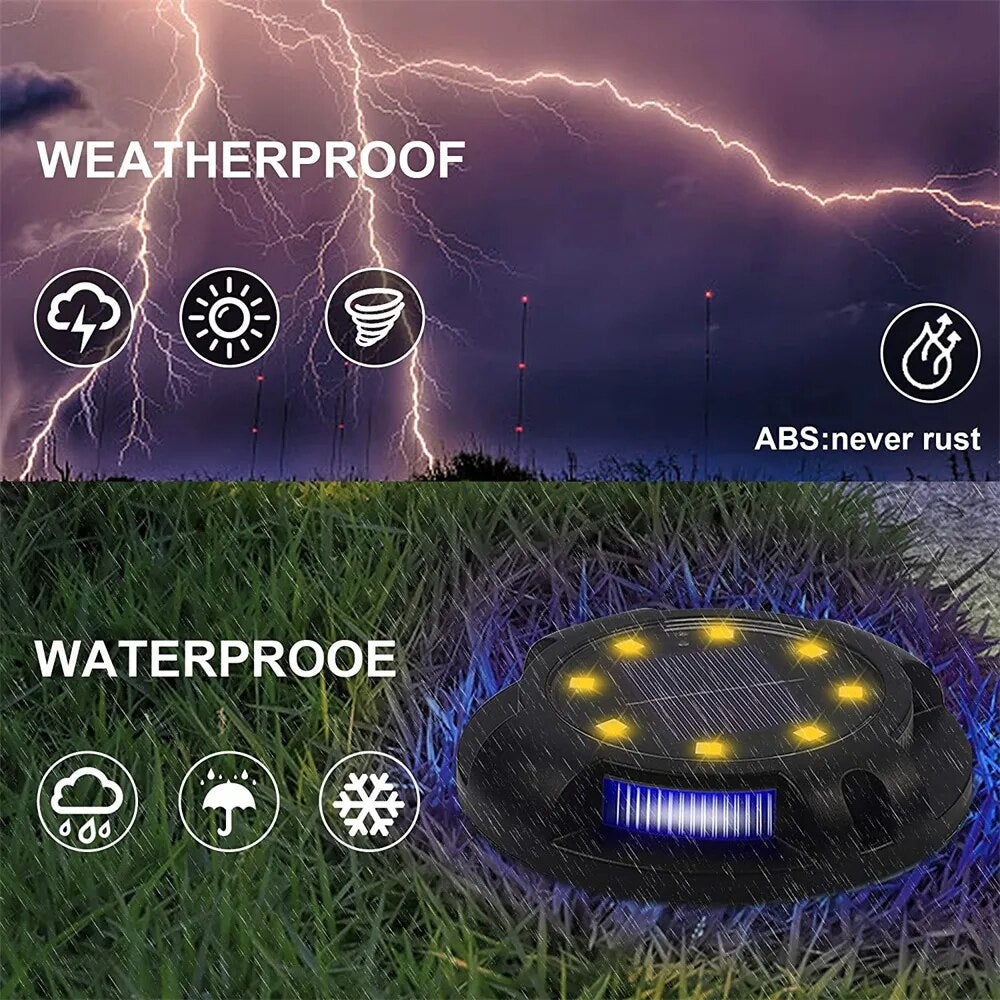 12 LED Solar Buried Lamp - In-Ground Light Outdoor Waterproof Multicolor for Garden, Yard, Lawn, and Pathway Decoration