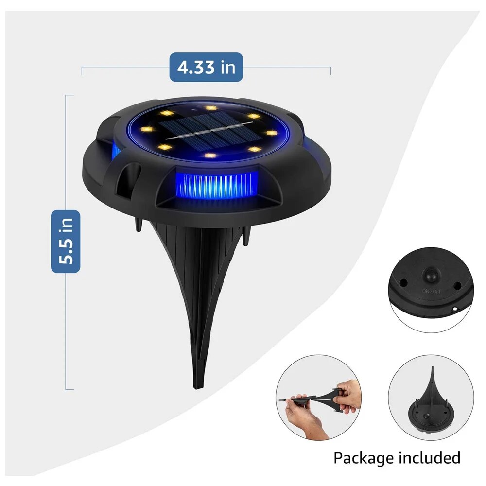 12 LED Solar Buried Lamp - In-Ground Light Outdoor Waterproof Multicolor for Garden, Yard, Lawn, and Pathway Decoration