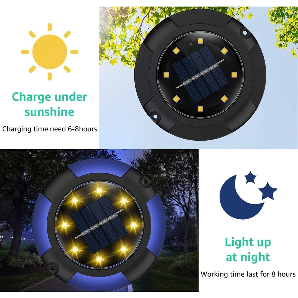 12 LED Solar Buried Lamp - In-Ground Light Outdoor Waterproof Multicolor for Garden, Yard, Lawn, and Pathway Decoration