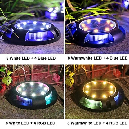12 LED Solar Buried Lamp - In-Ground Light Outdoor Waterproof Multicolor for Garden, Yard, Lawn, and Pathway Decoration